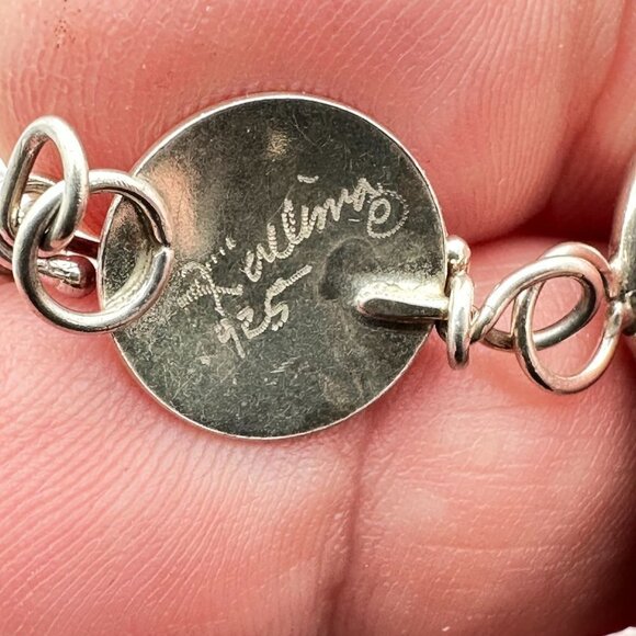 Sterling Silver Womens Bracelet Hallmarked Mid Century Multigemstone Multicolor - Picture 2 of 3